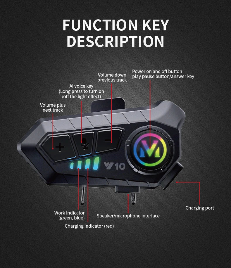 Auriculares Bluetooth para casco de motocicleta